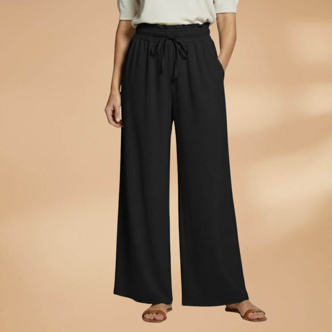 Womens Palazzo Pants With Elastic Waistband And Side Pockets