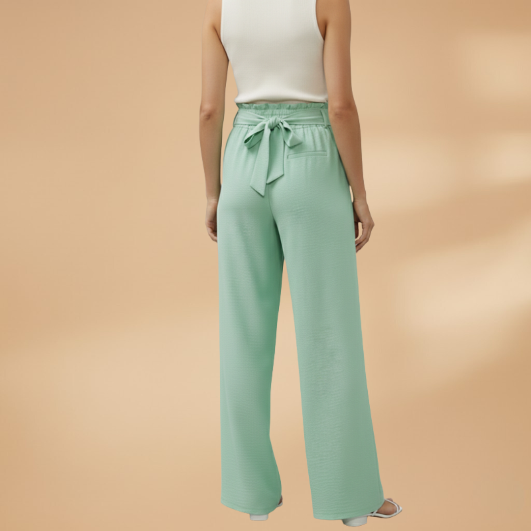 Palazzo Pants with Elastic Waistband and Side Pockets for Women