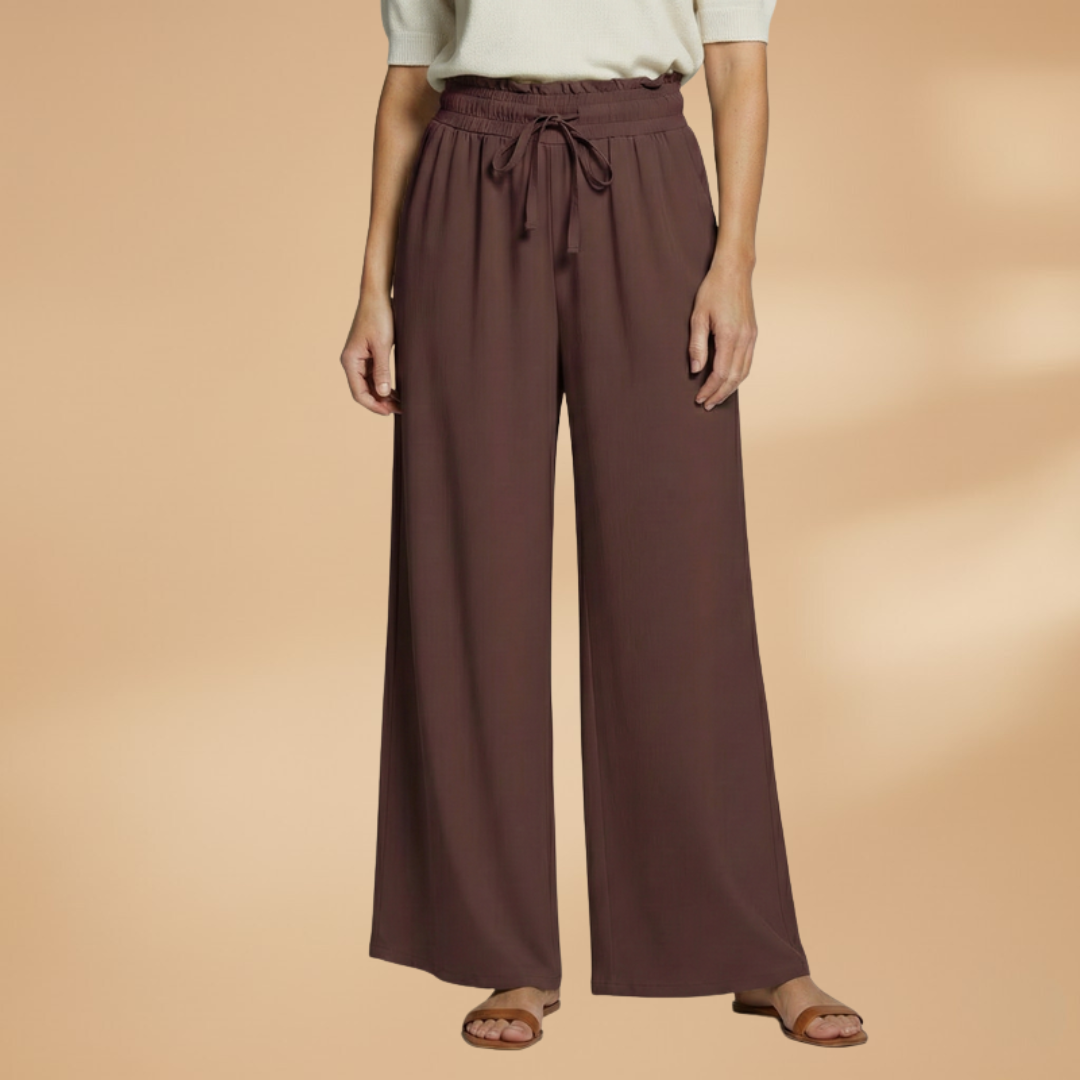 Womens Palazzo Pants With Elastic Waistband And Side Pockets
