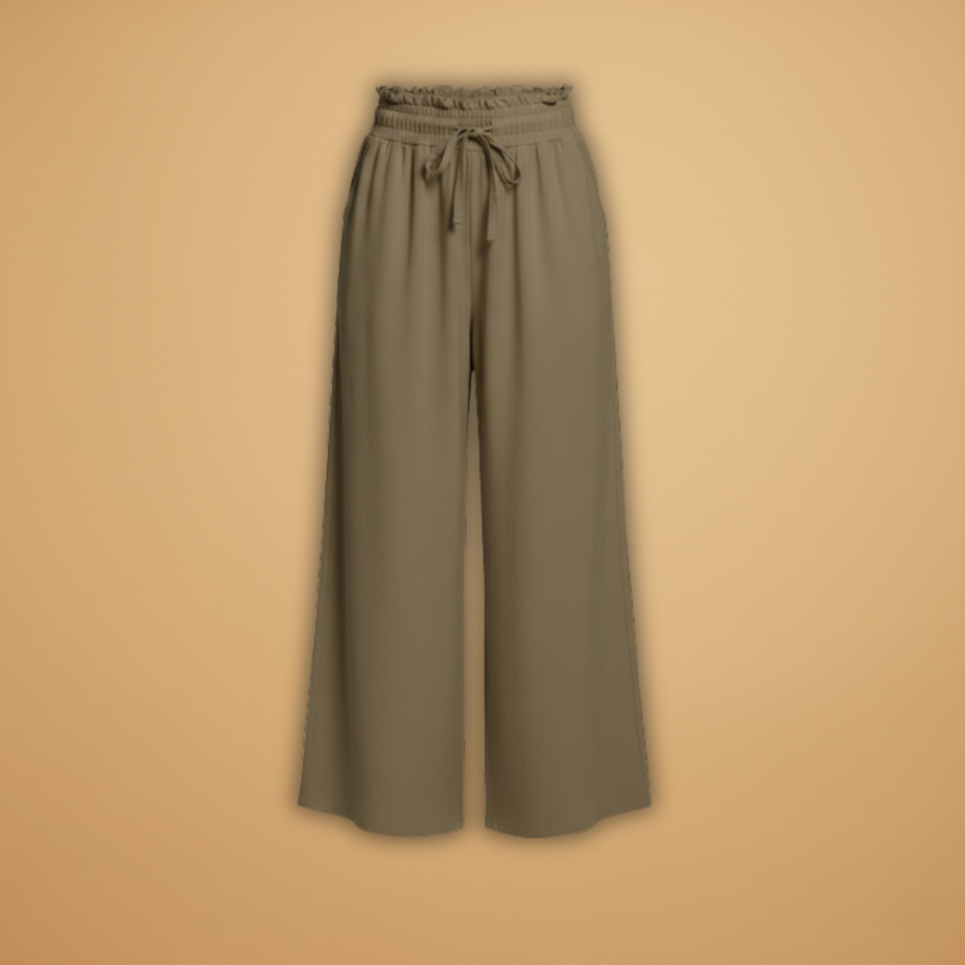 Womens Palazzo Pants With Elastic Waistband And Side Pockets