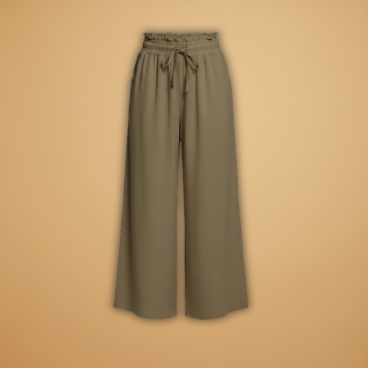 Womens Palazzo Pants With Elastic Waistband And Side Pockets