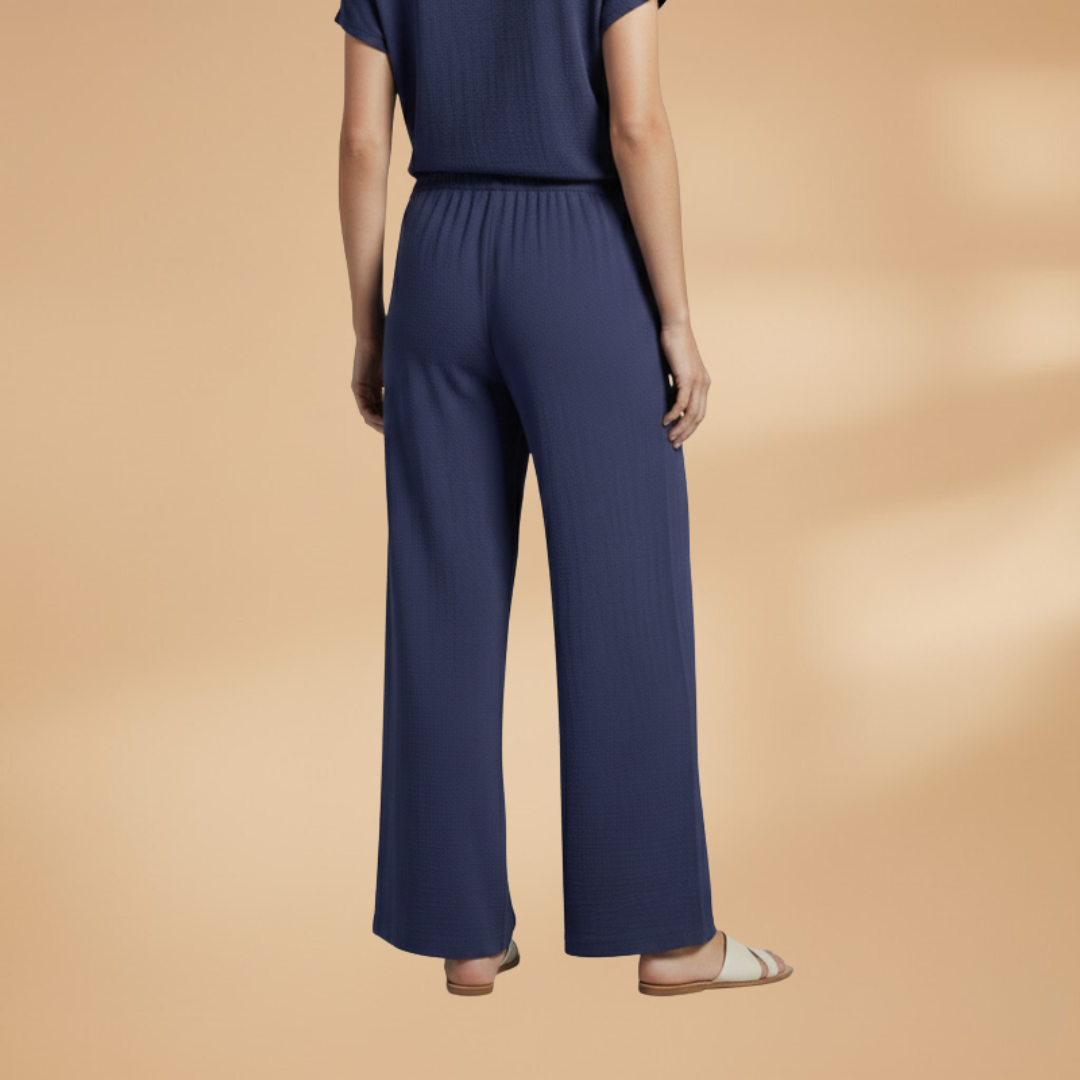 Palazzo Pants with Elastic Waistband and Tie for Women