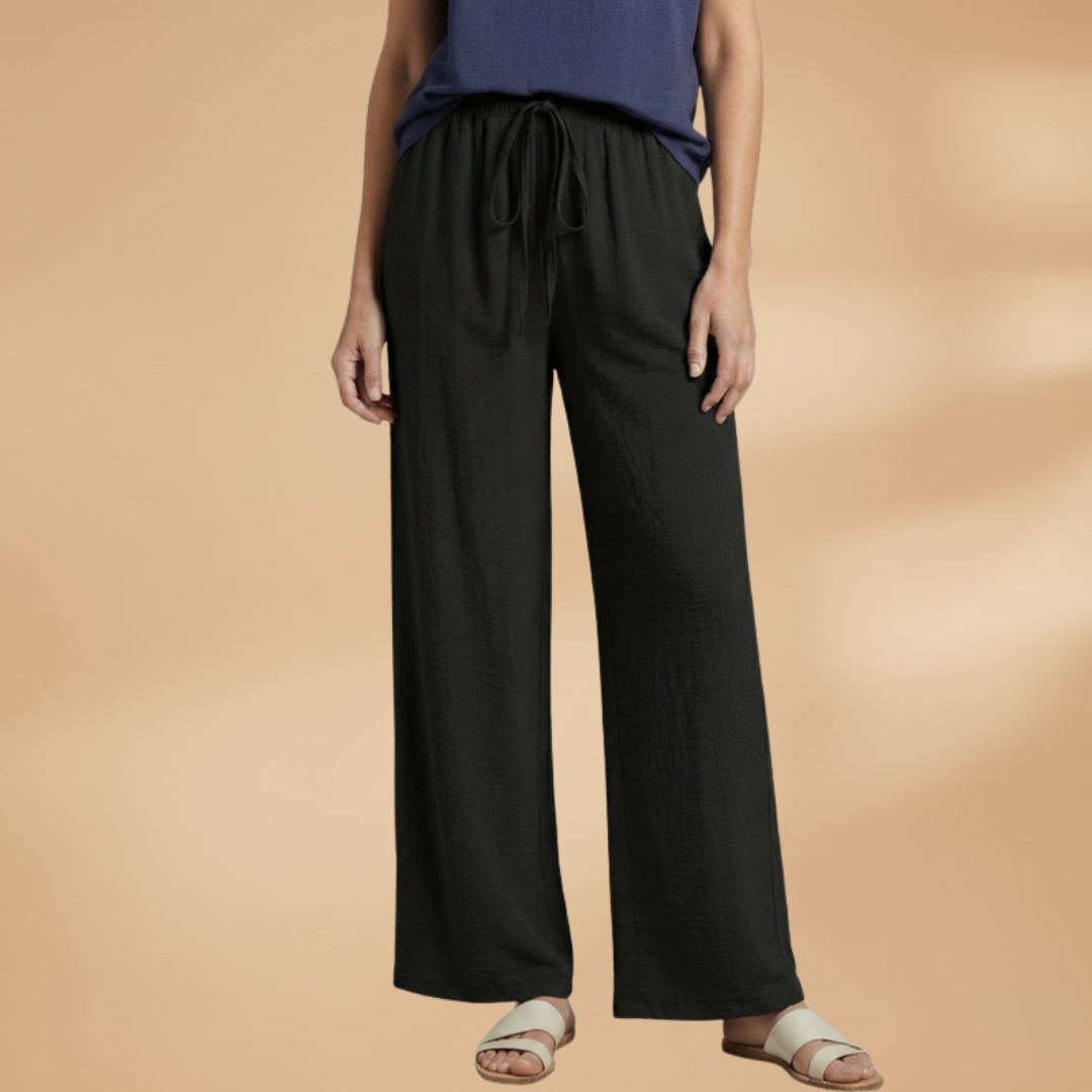 Palazzo Pants with Elastic Waistband and Tie for Women