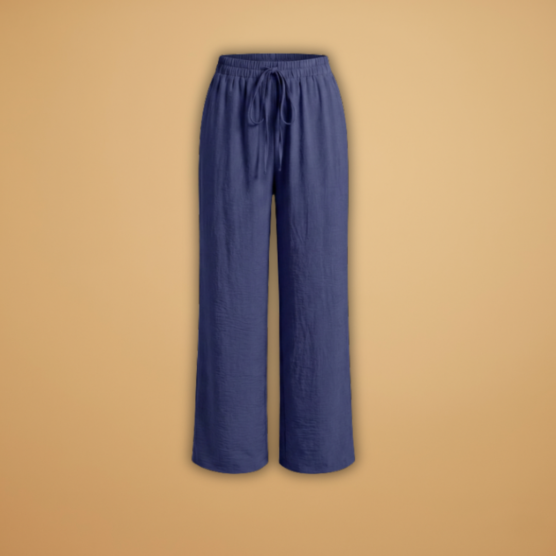 Palazzo Pants with Elastic Waistband and Tie for Women