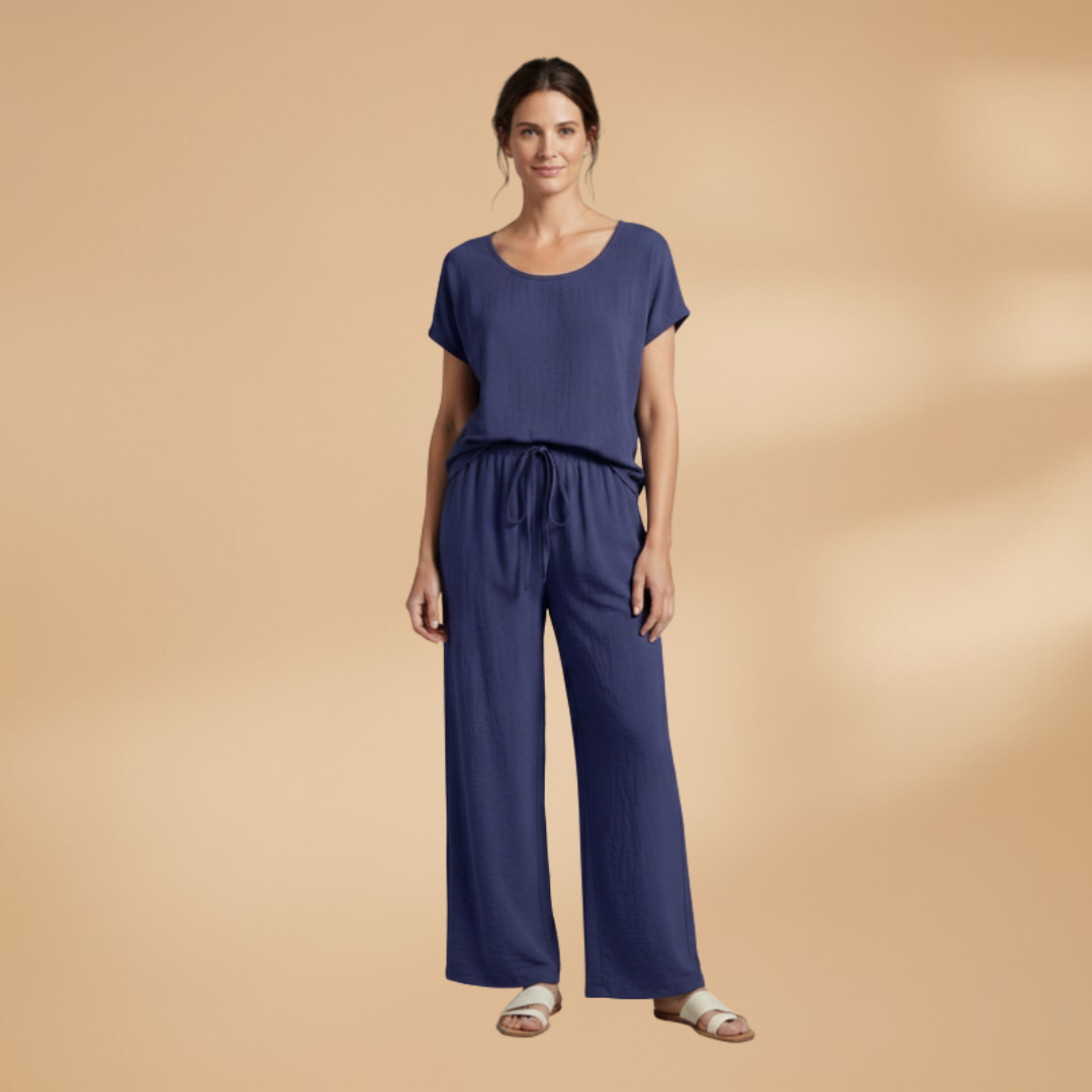 Palazzo Pants with Elastic Waistband and Tie for Women
