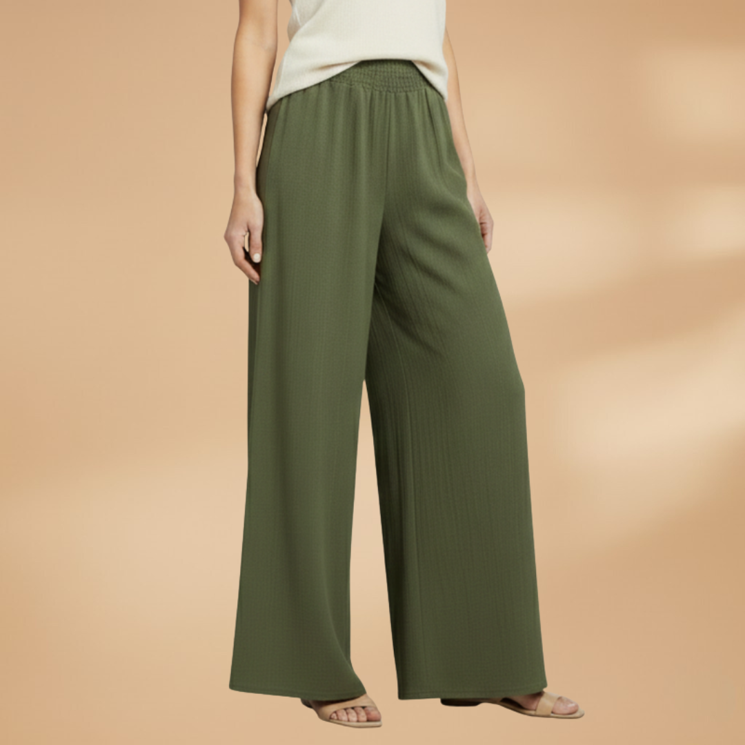 Palazzo Pants with Elastic Waistband and Wide Legs for Women