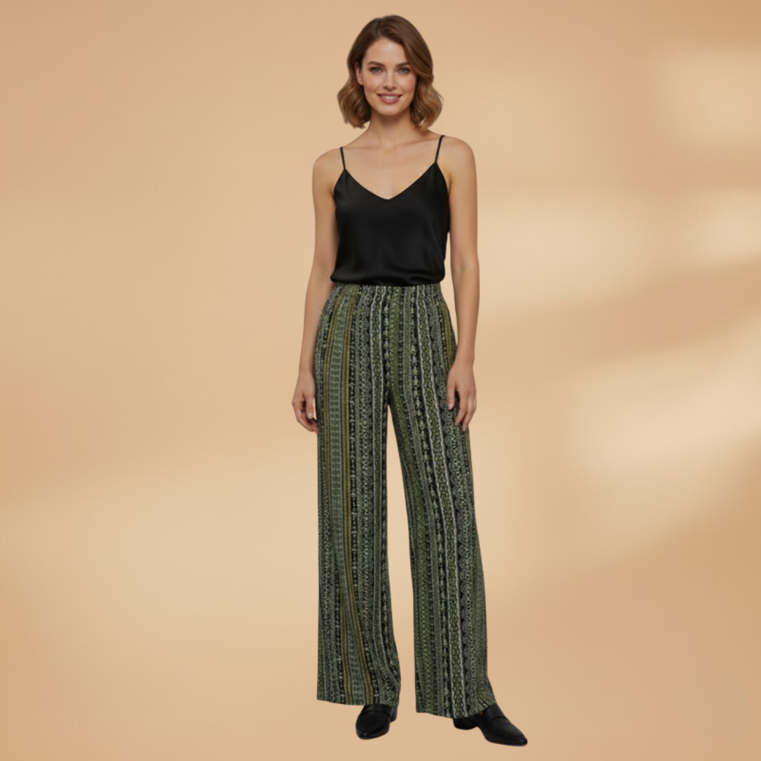 Palazzo Pants with Elastic Waistband and Wide Legs for Women