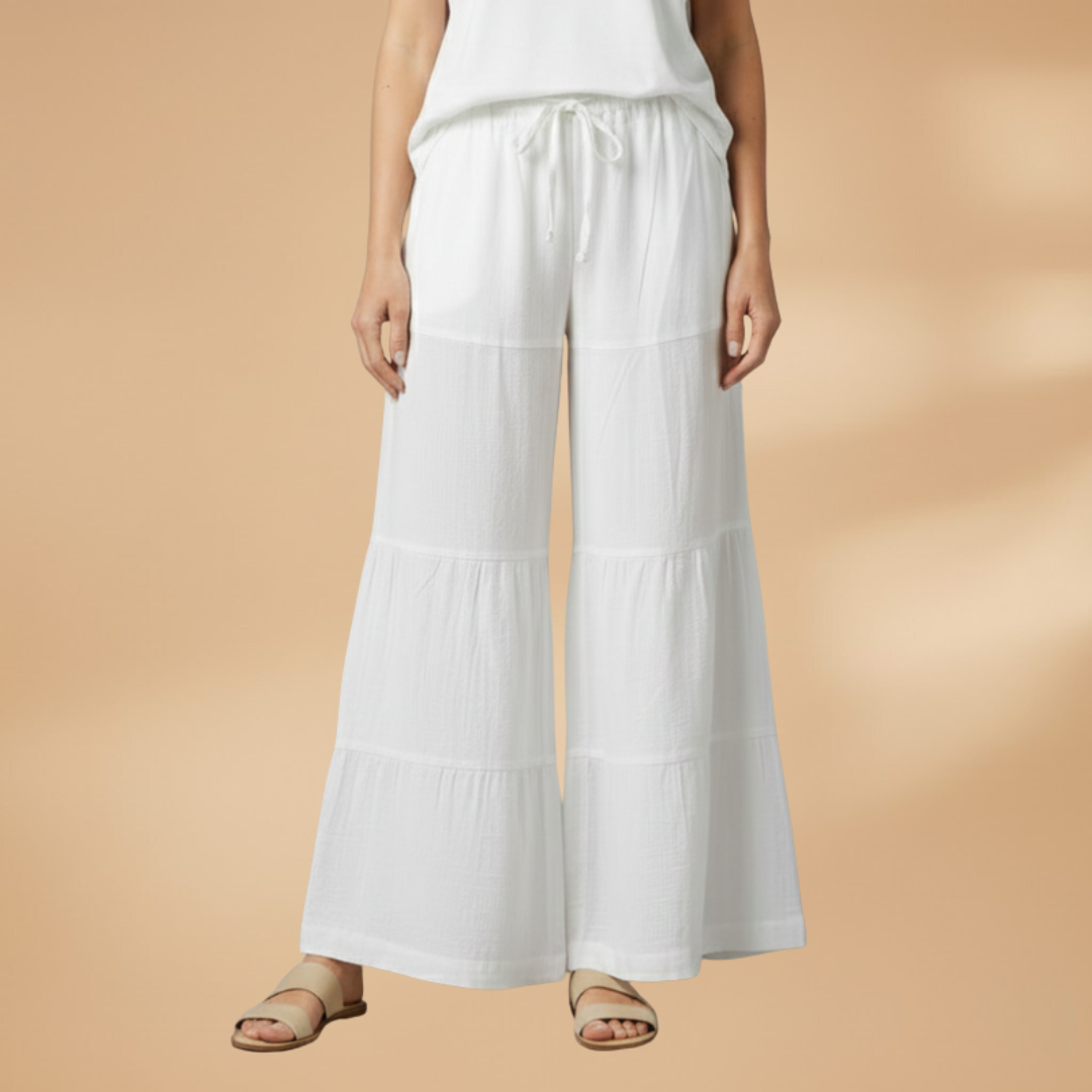 Palazzo Pants with Elastic Waistband and Wide Legs for Women