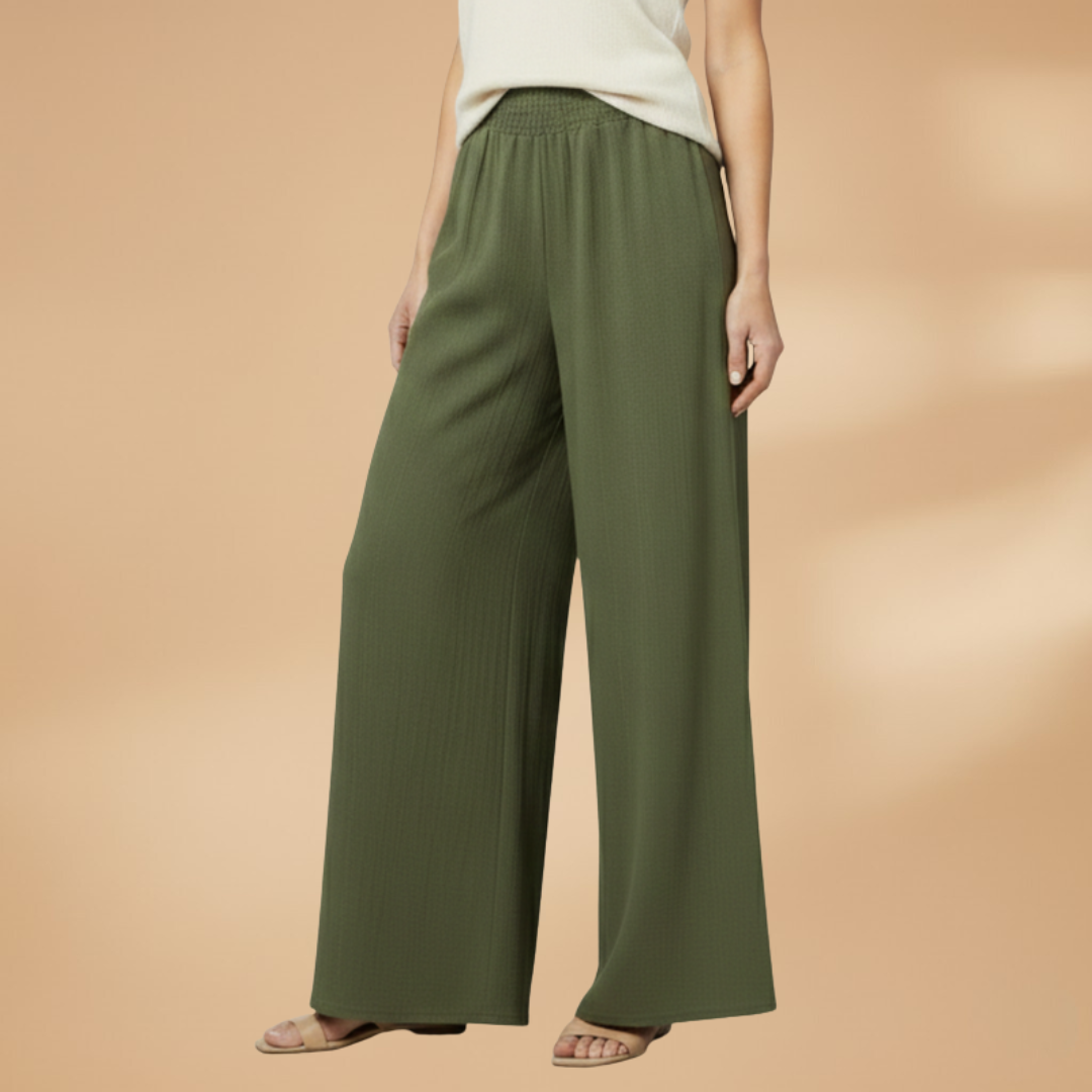 Palazzo Pants with Elastic Waistband and Wide Legs for Women