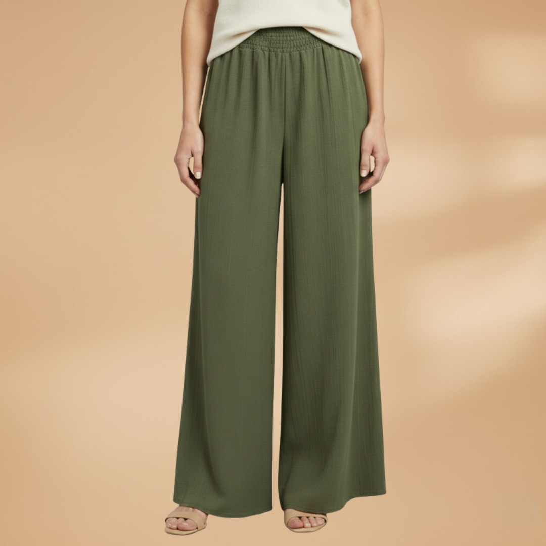Palazzo Pants with Elastic Waistband and Wide Legs for Women
