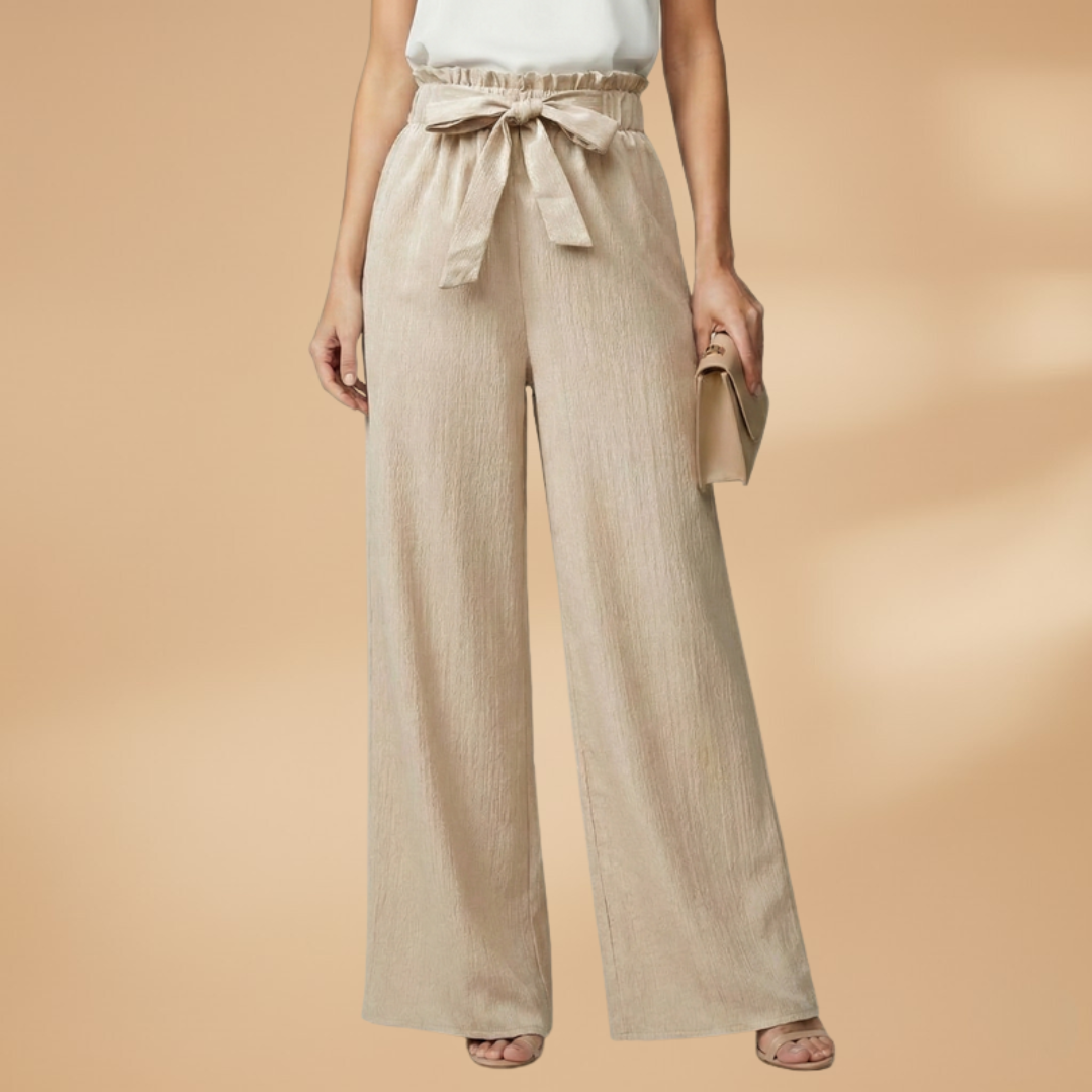 Palazzo Pants with Tie Belt and Wide Legs for Women