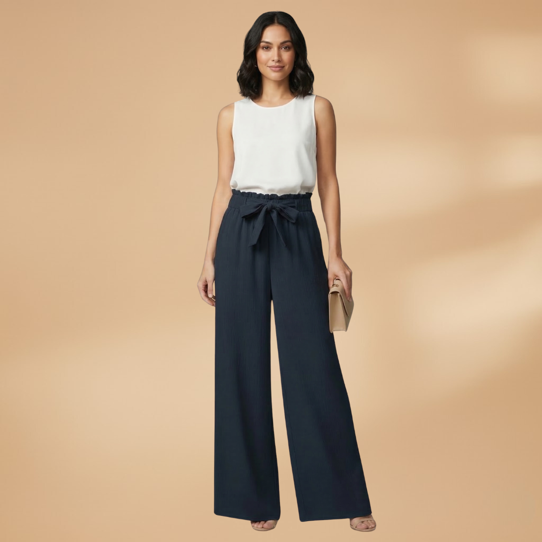 Palazzo Pants with Tie Belt and Wide Legs for Women
