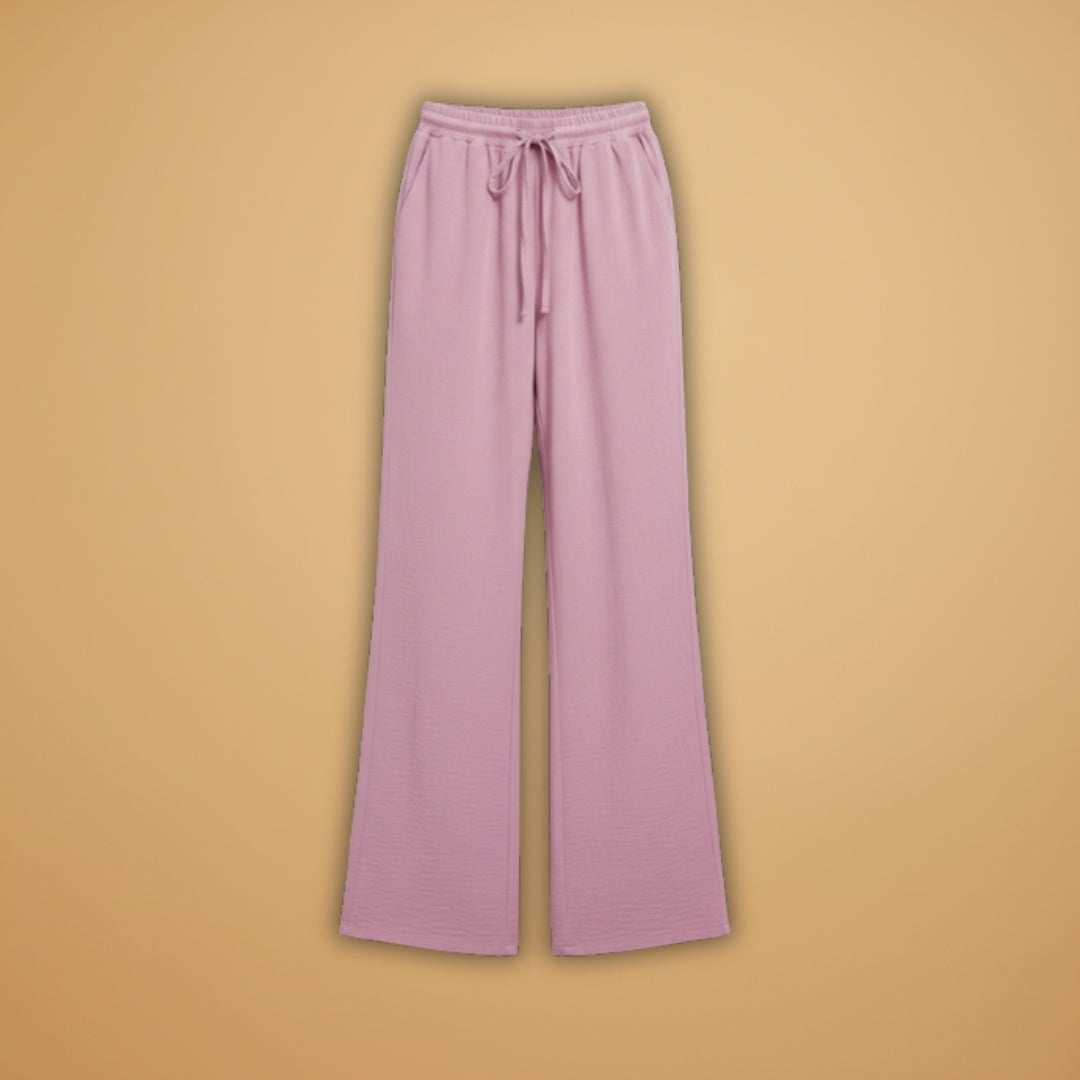 Palazzo Trousers with Elastic Waistband and Drawstring for Women