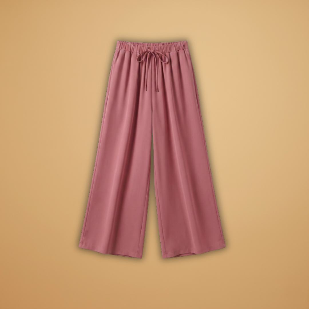 Palazzo Trousers with Elastic Waistband and Side Pockets for Women