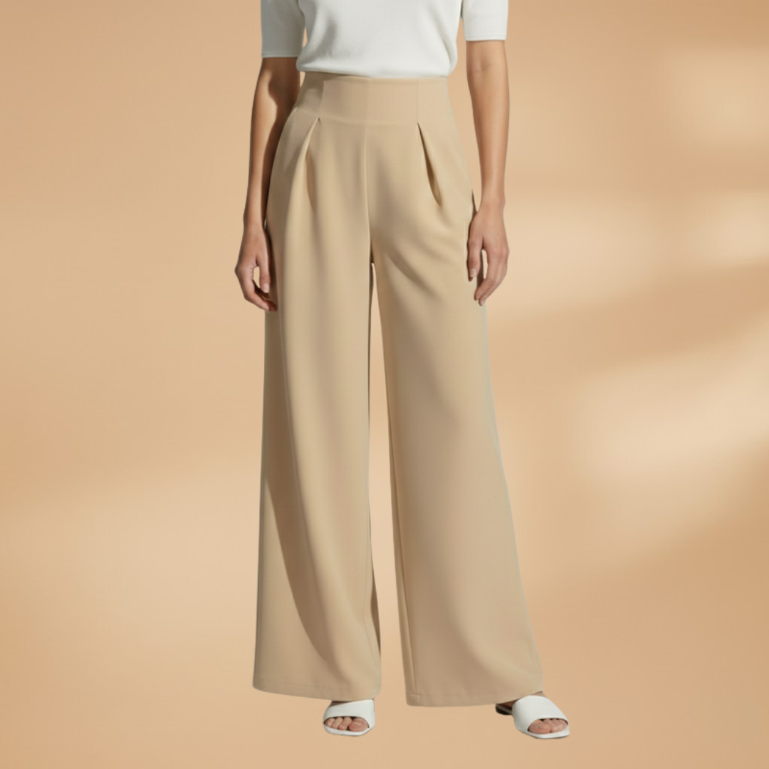Palazzo Trousers with High Waistband and Wide Legs for Women