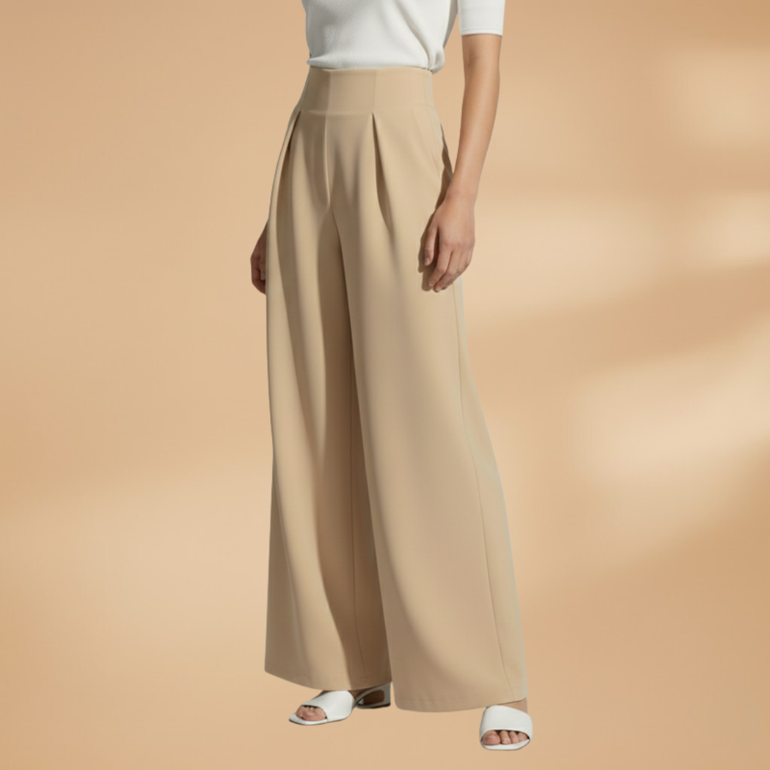 Palazzo Trousers with High Waistband and Wide Legs for Women