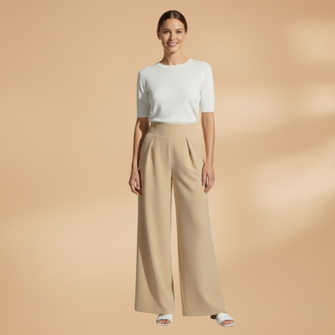 Palazzo Trousers with High Waistband and Wide Legs for Women