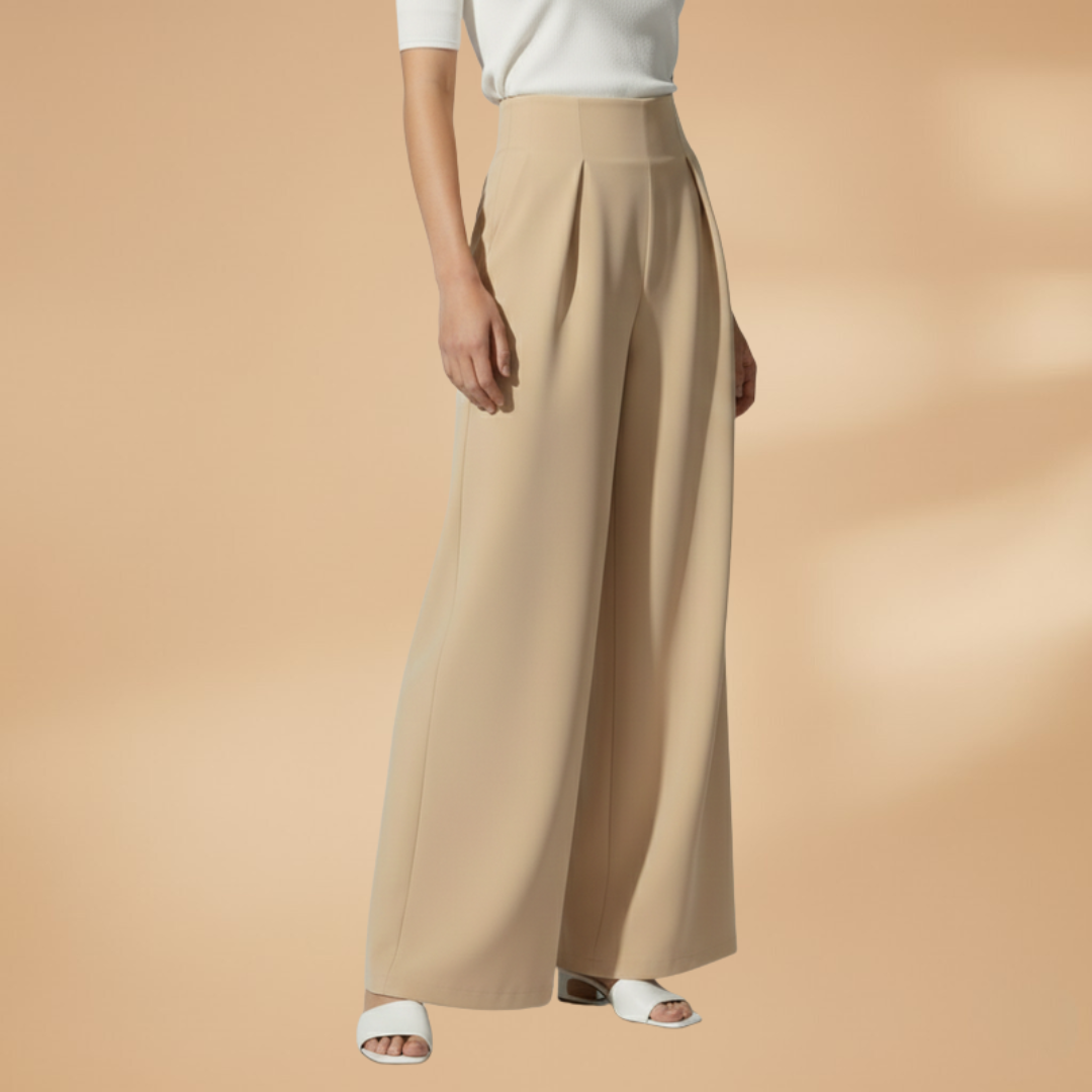 Palazzo Trousers with High Waistband and Wide Legs for Women