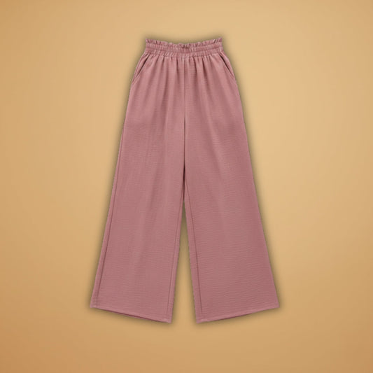 Palazzo Trousers with Wide Legs and Elastic Waistband for Women