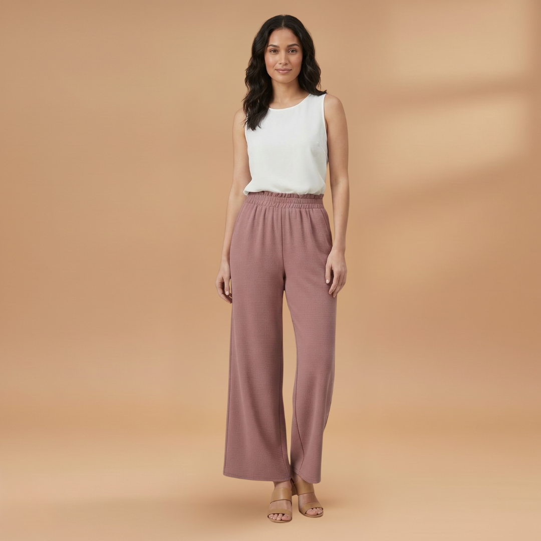 Palazzo Trousers with Wide Legs and Elastic Waistband for Women