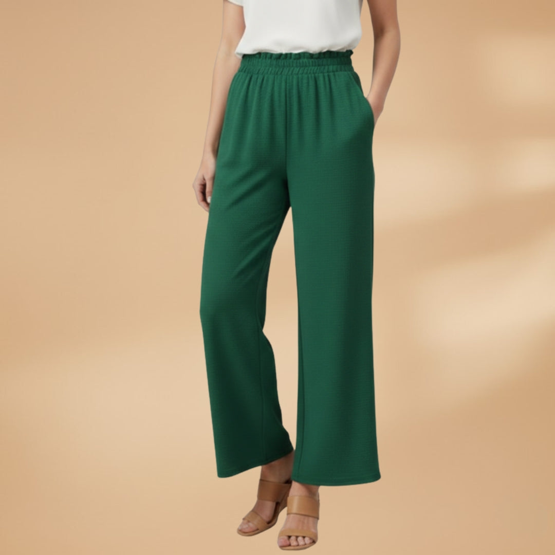 Palazzo Trousers with Wide Legs and Elastic Waistband for Women