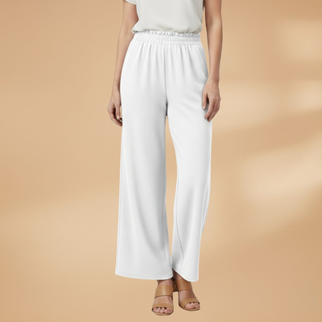 Palazzo Trousers with Wide Legs and Elastic Waistband for Women