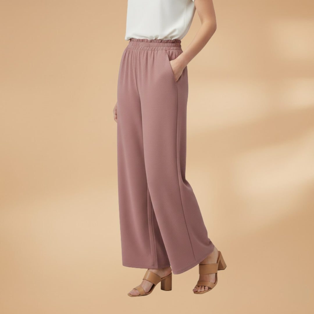 Palazzo Trousers with Wide Legs and Elastic Waistband for Women