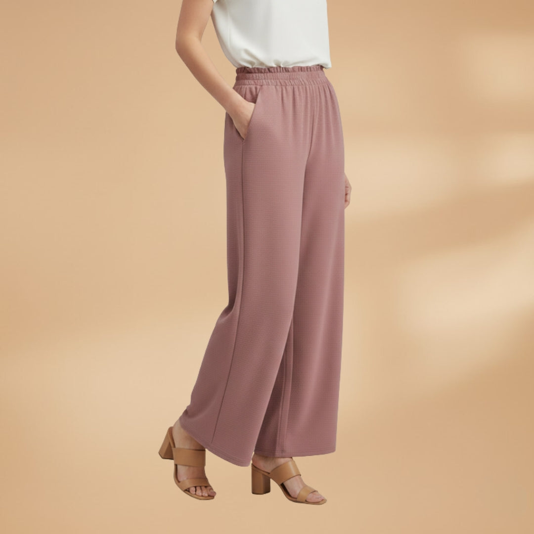 Palazzo Trousers with Wide Legs and Elastic Waistband for Women