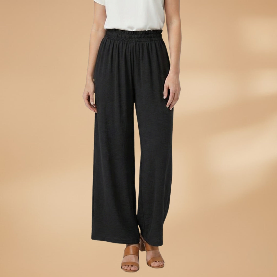 Palazzo Trousers with Wide Legs and Elastic Waistband for Women
