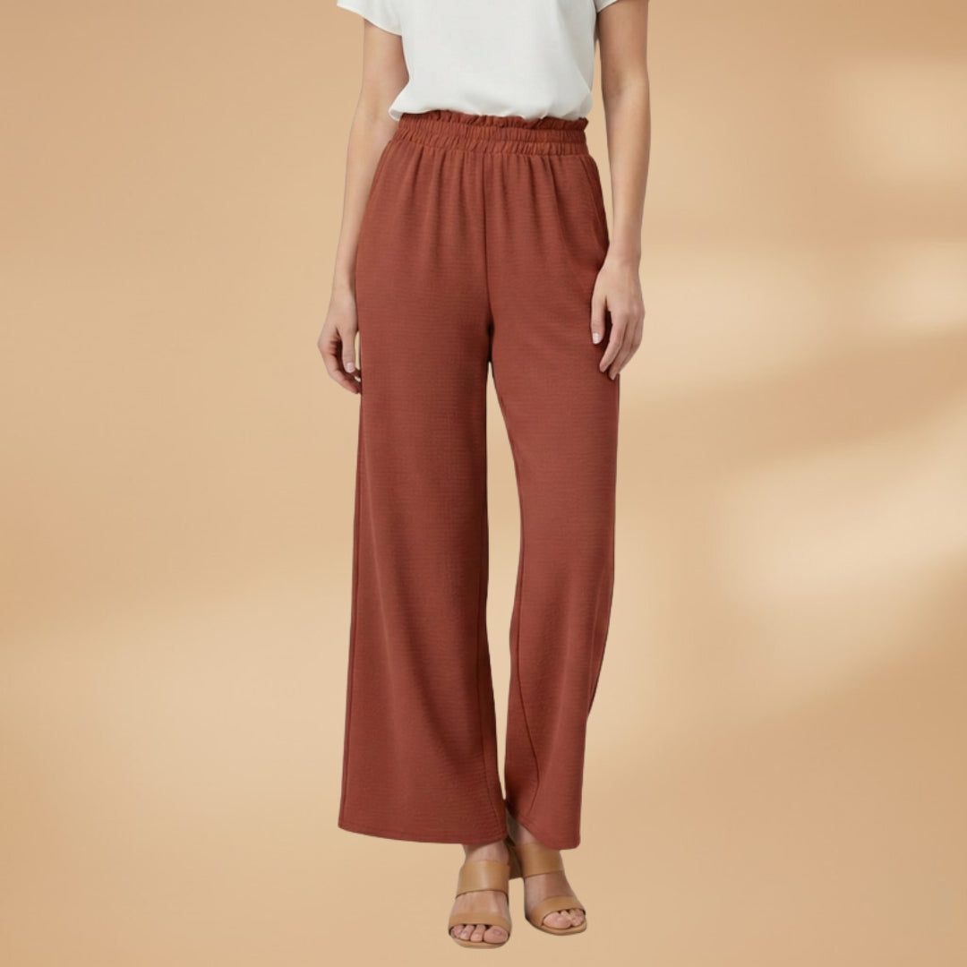 Palazzo Trousers with Wide Legs and Elastic Waistband for Women