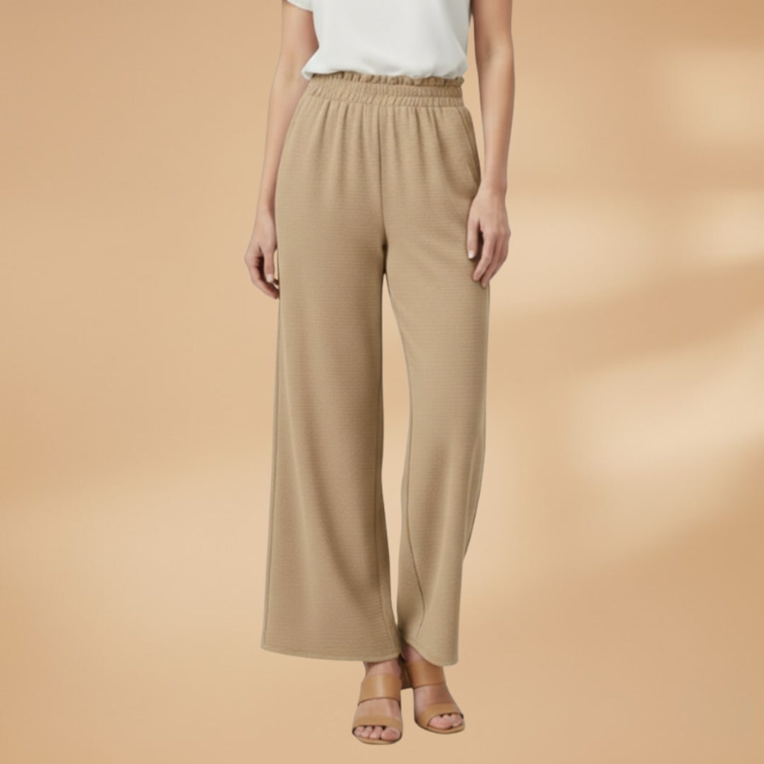 Palazzo Trousers with Wide Legs and Elastic Waistband for Women