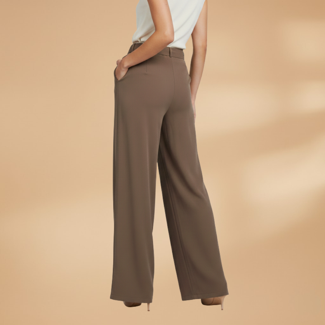 Palazzo Trousers with Wide Legs and Waist Tie for Women