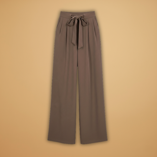 Palazzo Trousers with Wide Legs and Waist Tie for Women