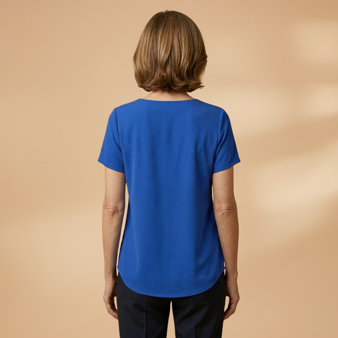 Pleated Summer Blouse with Square Neckline for Women