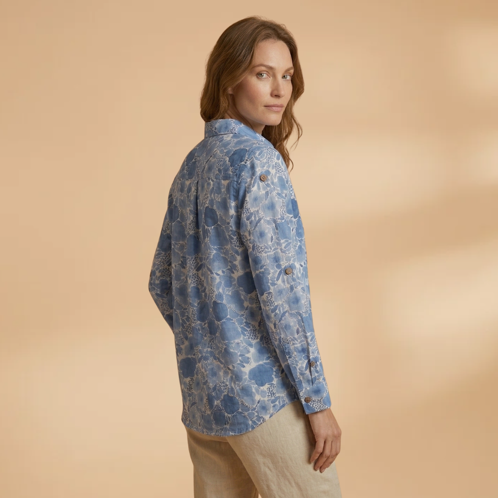 Printed Blouse Short Sleeves and Round Neckline for Women