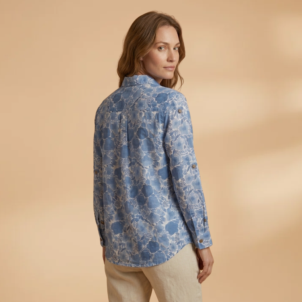 Printed Blouse Short Sleeves and Round Neckline for Women