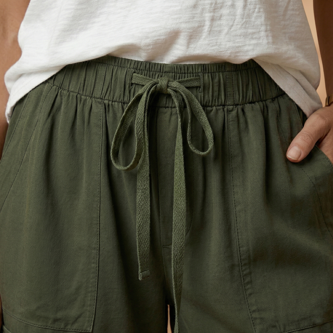 Relaxed Drawstring Shorts with Adjustable Waistband and Comfortable Fit for Women