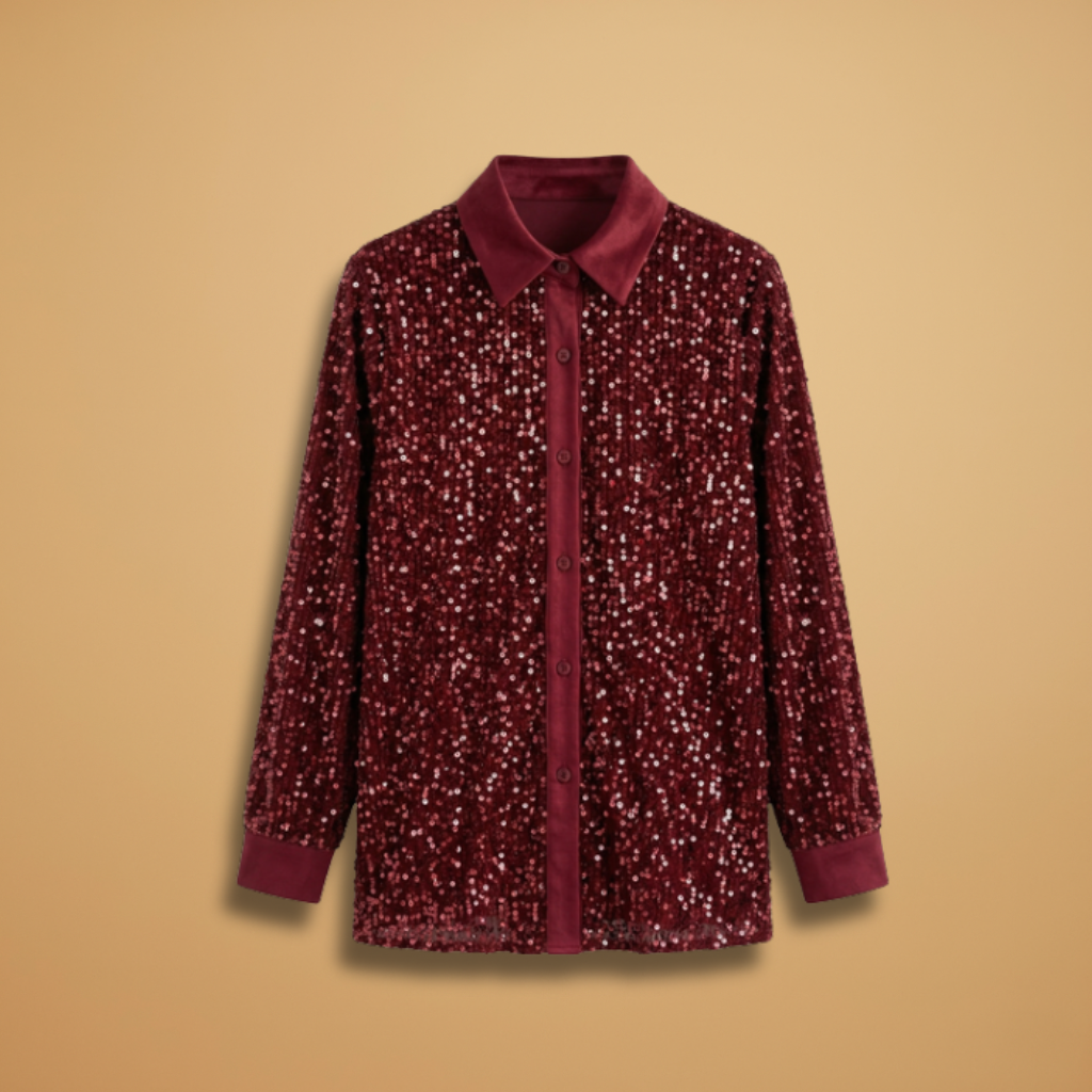 Shirt with sequins and button fastening for Women