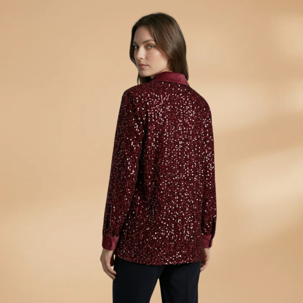 Shirt with sequins and button fastening for Women