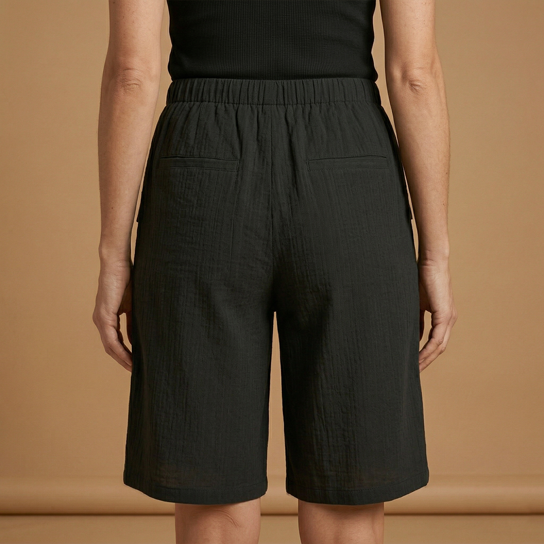 Shorts with Elasticated Waistband and Adjustable Drawstring for Women