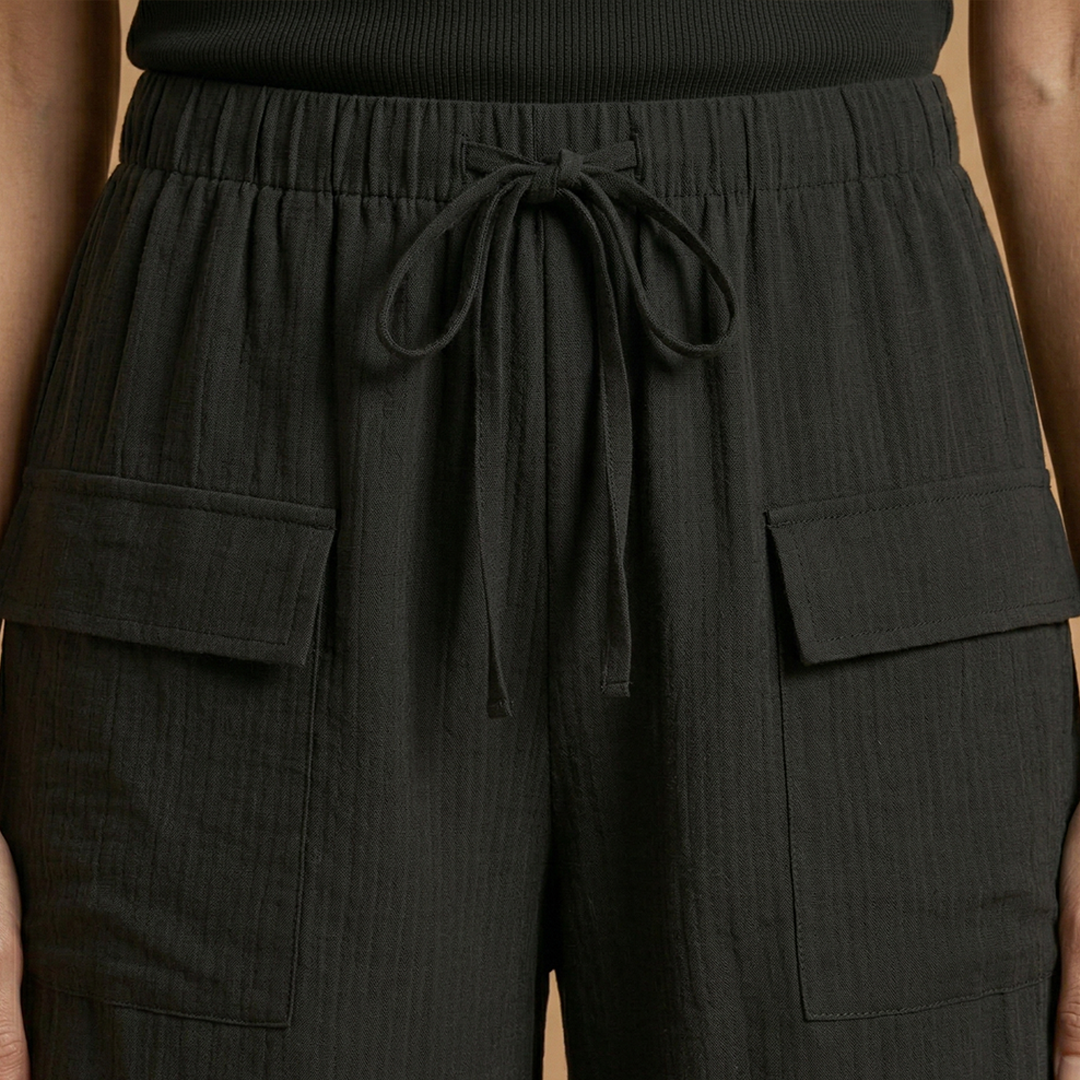 Shorts with Elasticated Waistband and Adjustable Drawstring for Women
