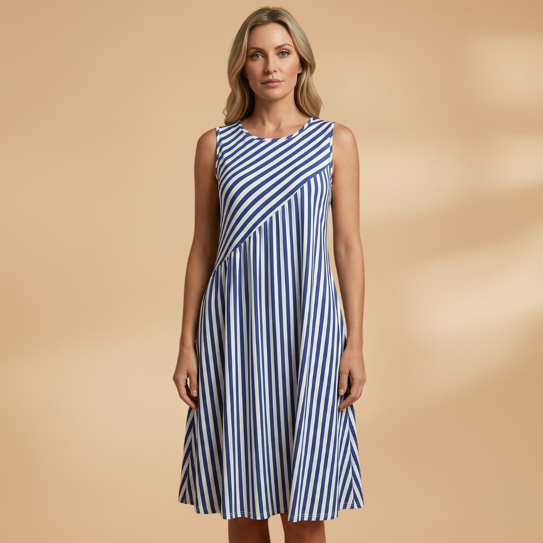 Sleeveless Summer Dress with Striped Pattern for Women