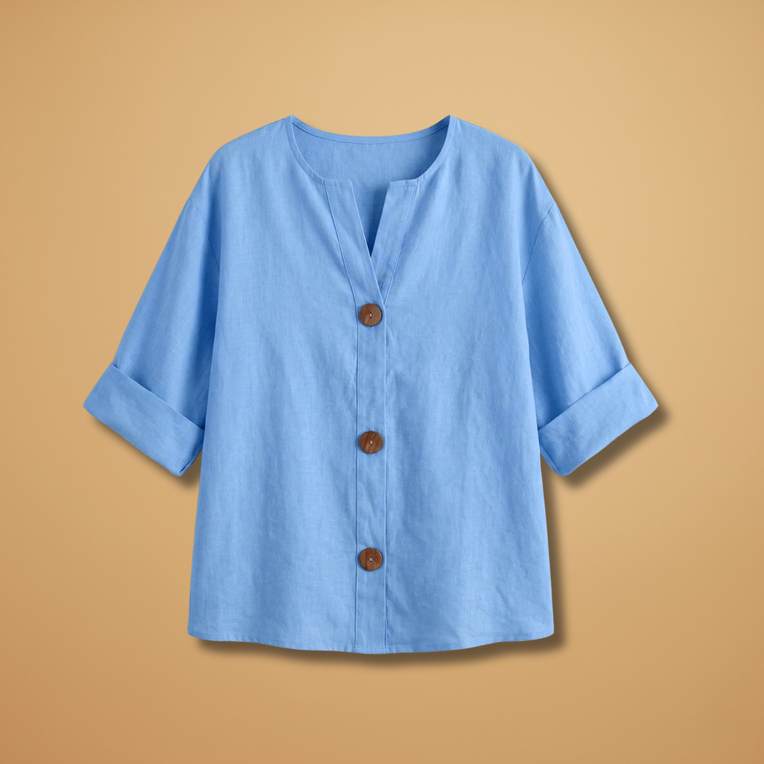 Summer Blouse with Breathable Linen and Relaxed Fit for Women