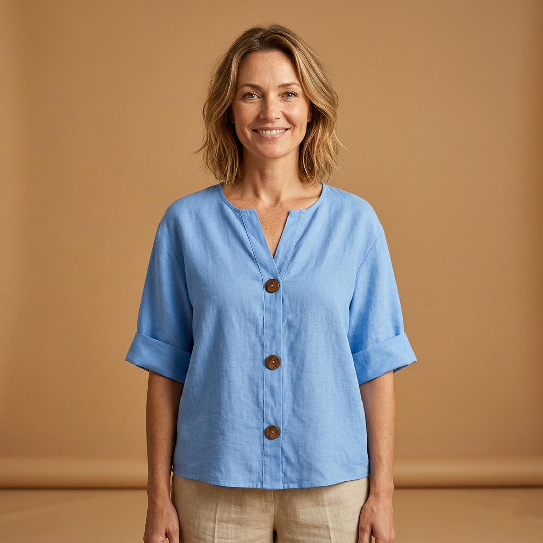 Summer Blouse with Breathable Linen and Relaxed Fit for Women