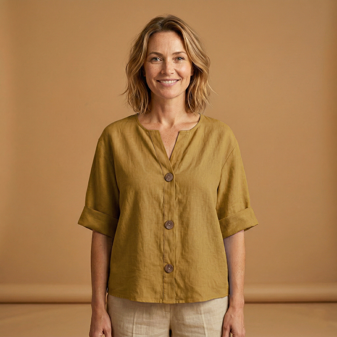 Summer Blouse with Breathable Linen and Relaxed Fit for Women