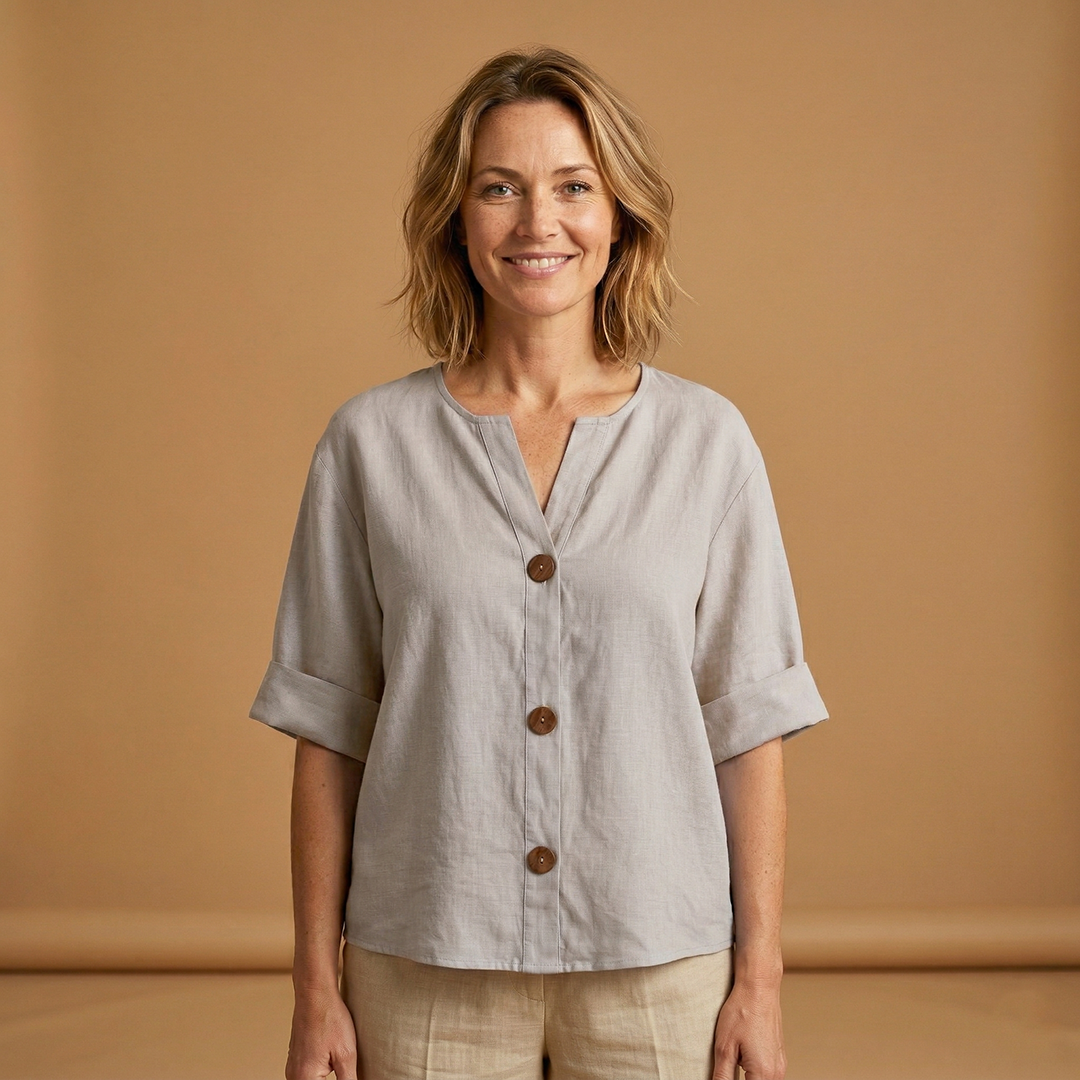Summer Blouse with Breathable Linen and Relaxed Fit for Women