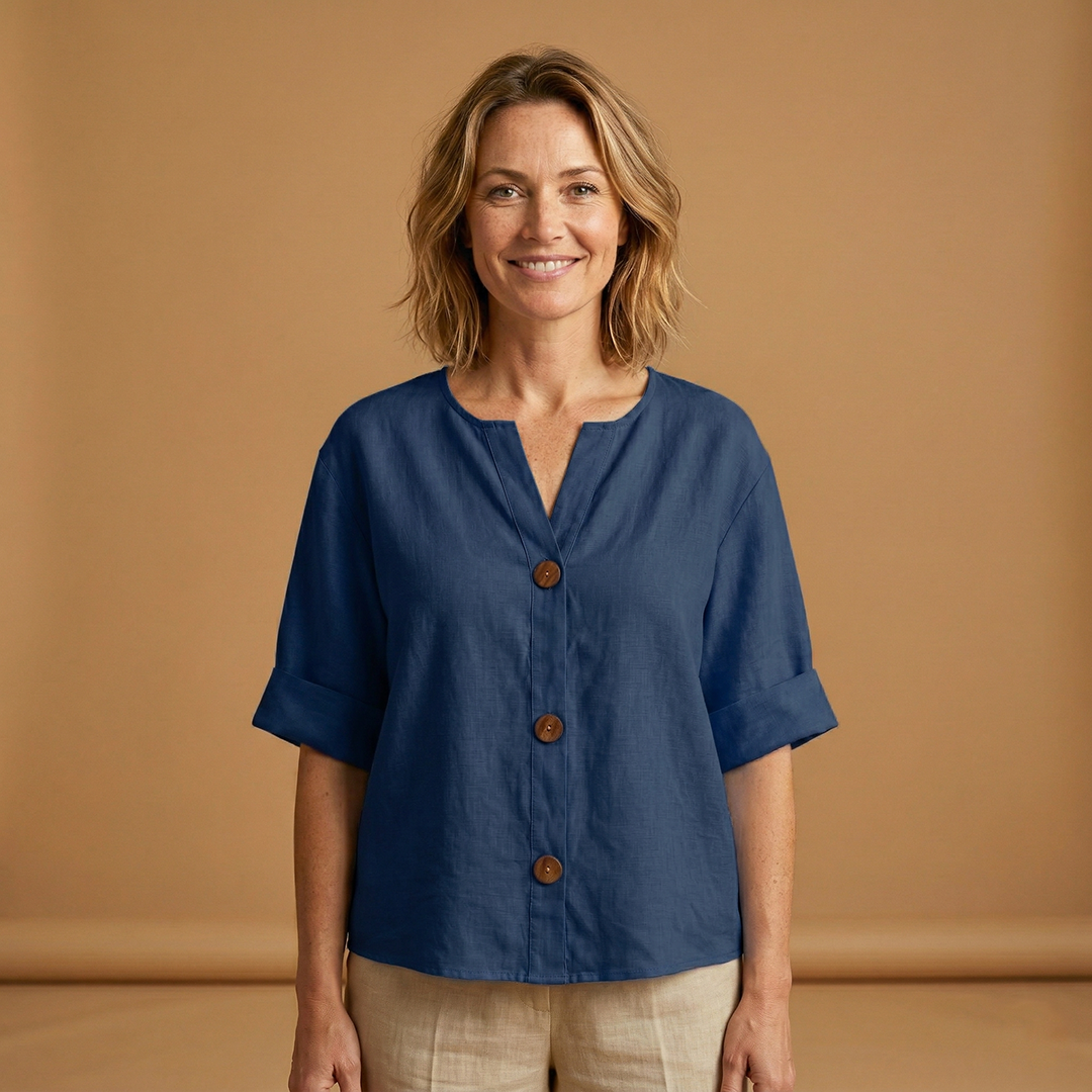 Summer Blouse with Breathable Linen and Relaxed Fit for Women