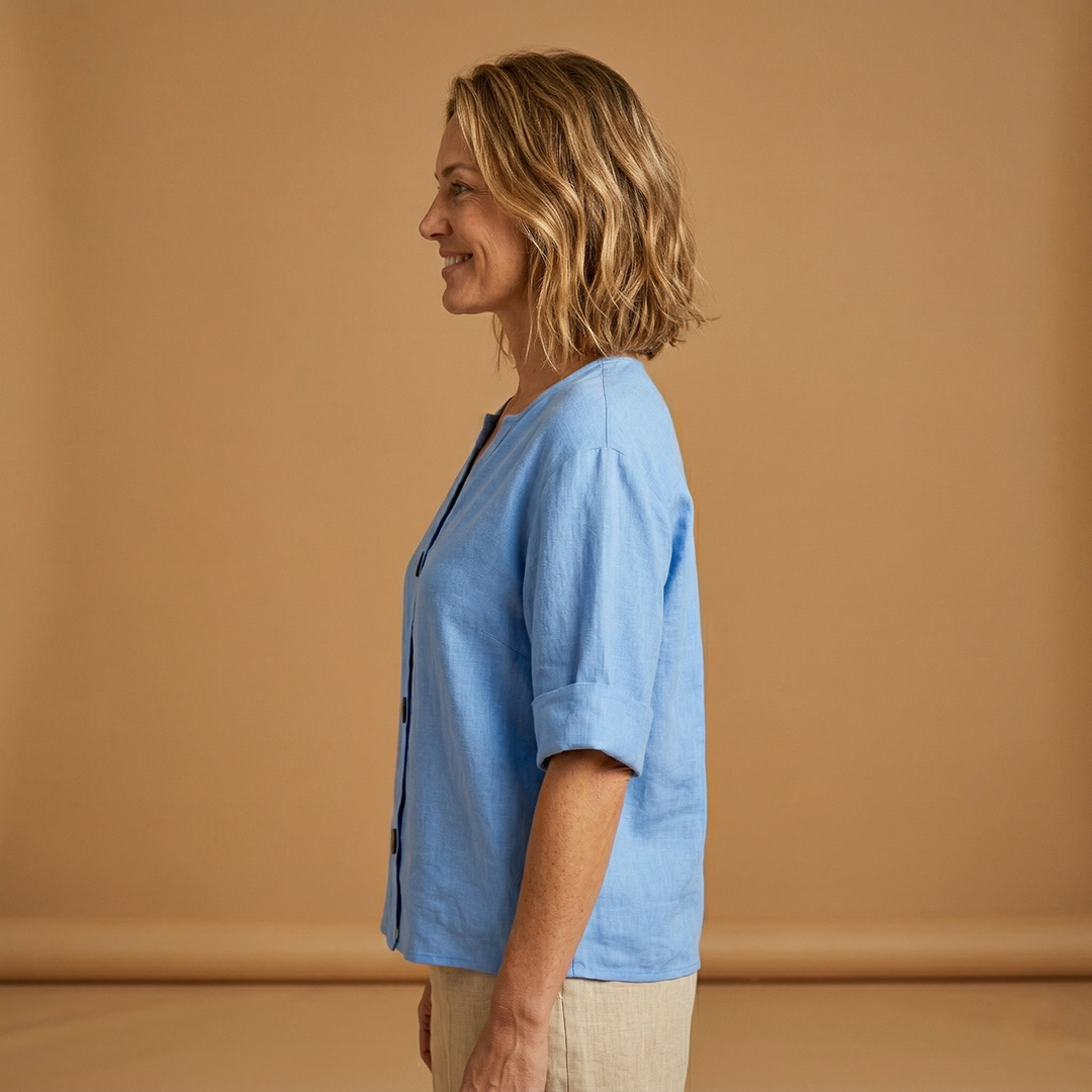 Summer Blouse with Breathable Linen and Relaxed Fit for Women