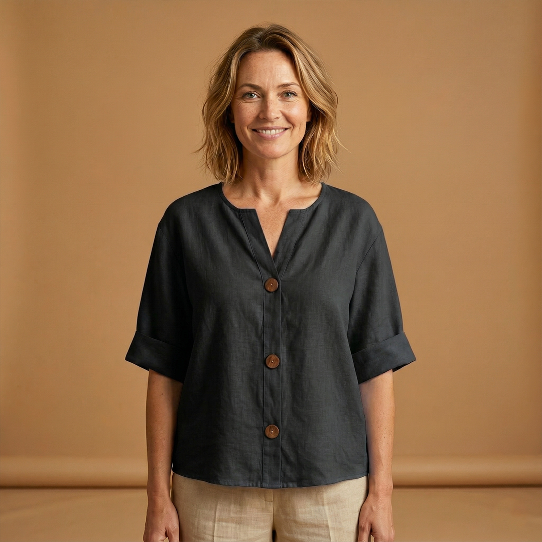 Summer Blouse with Breathable Linen and Relaxed Fit for Women