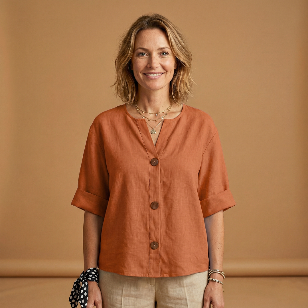 Summer Blouse with Breathable Linen and Relaxed Fit for Women